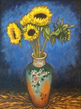 Sunflowers & Vase, Oil on canvas, 45 x 60 cm